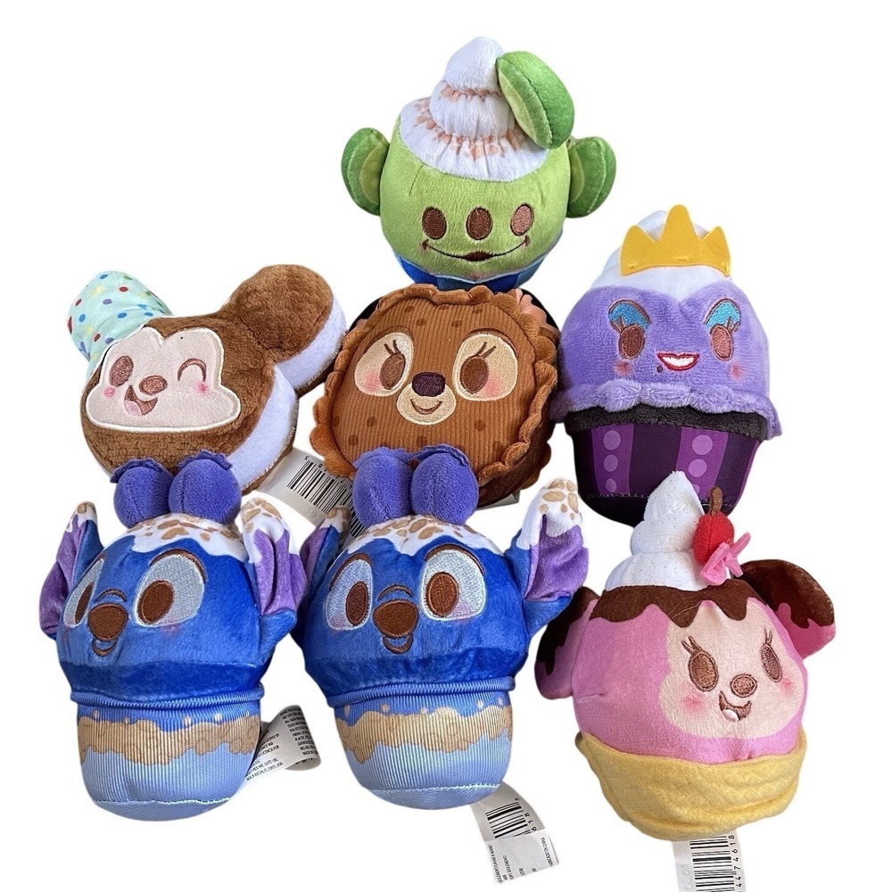Disney Munchlings plush lot of 7 - Stitch Minnie Mickey Bambi Toy Story‎ Ursula